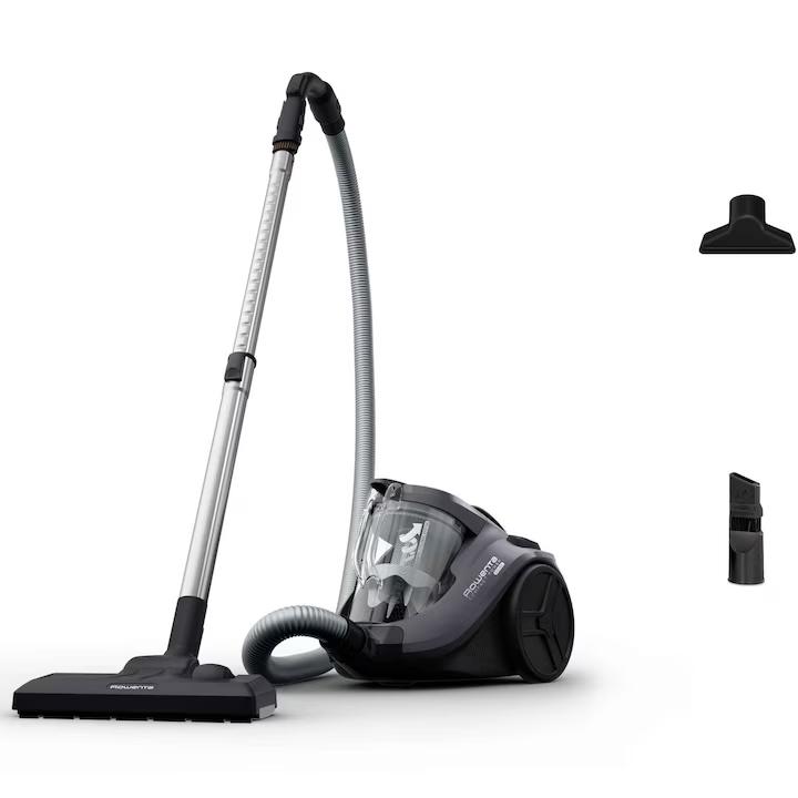 Прахосмукачка без торба Rowenta Compact Power Cyclonic RO3726EA, 750W, Контейнер за прах 1.5 л, Филтриране 99.98%, Обхват 8.8 м, Телескопична метална тръба, Ниско ниво на шум 79