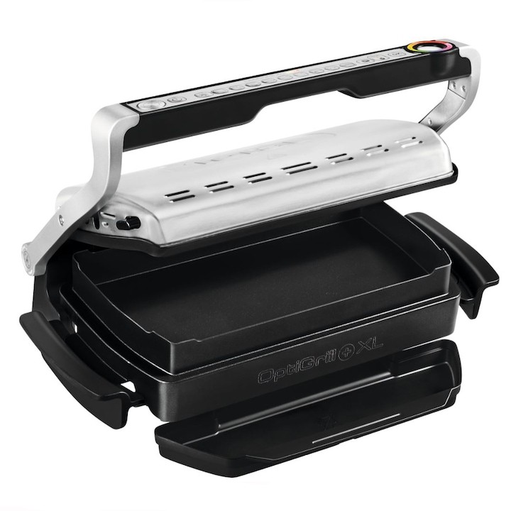 Електрическа скара Tefal GC724D12 OptiGrill+ XL Snacking & Baking, 2000W, 9 програми за готвене, Индикатор за ниво на готвене, Сваляеми плочи, Сребрист Електрическа скара Tefal GC724D12 OptiGrill+ XL Snacking & Baking, 2000W, 9 програми за готвене, Индикатор за ниво на готвене, Сваляеми плочи, Сребрист