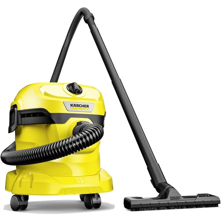 Прахосмукачка за мокро-сухо почистване Karcher WD 2 Plus V-12/4/18, 1000 W, контейнер 12 л, маркуч 1,8 м, функция за издухване, филтърна торба, 1.628-000.0, жълт/черен Прахосмукачка за мокро-сухо почистване Karcher WD 2 Plus V-12/4/18, 1000 W, контейнер 12 л, маркуч 1,8 м, функция за издухване, филтърна торба, 1.628-000.0, жълт/черен