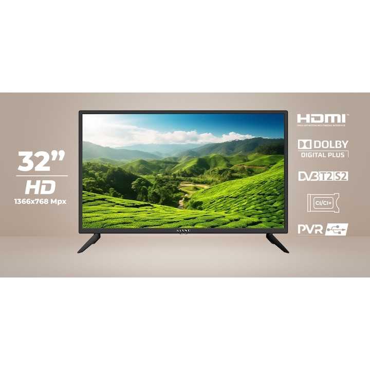 Телевизор Kiano SlimTV 32" | 81,3 см (32 инча) | 1366 x 768 пиксела | LED | DVB-T2/S2 Телевизор Kiano SlimTV 32" | 81,3 см (32 инча) | 1366 x 768 пиксела | LED | DVB-T2/S2