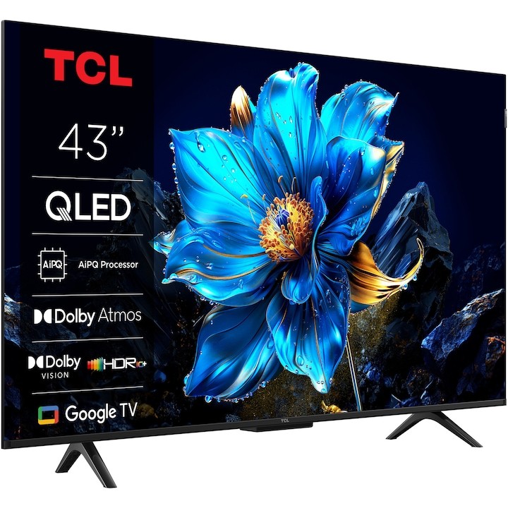 Телевизор TCL QLED 43P7K, 43" (108 см), Smart Google TV, 4K Ultra HD, Клас F