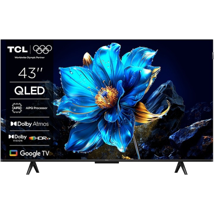 Телевизор TCL QLED 43P7K, 43" (108 см), Smart Google TV, 4K Ultra HD, Клас F