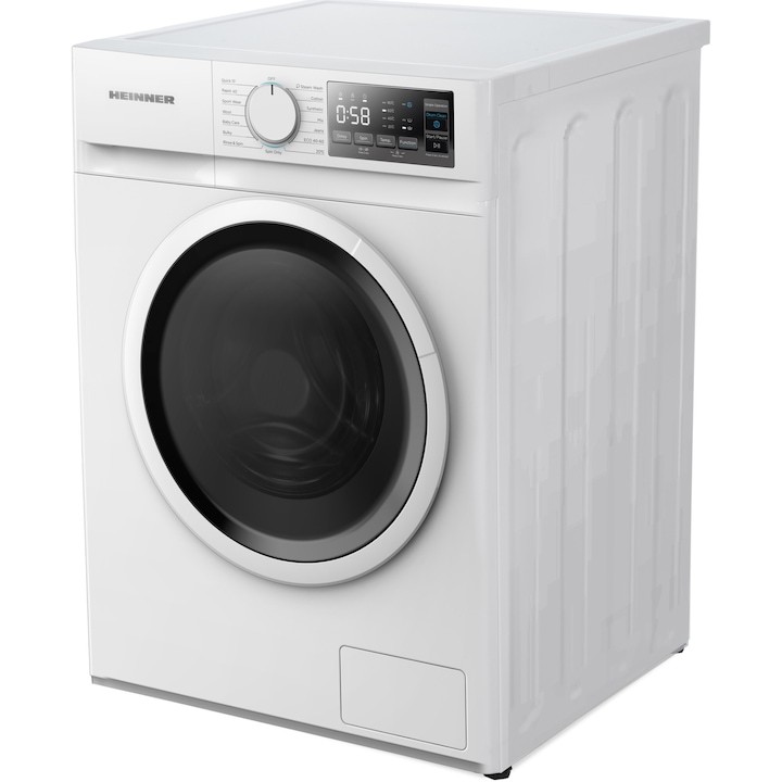 Пералня slim Heinner HWM-M814IVSMNA+++, 8 кг, 1400 об/мин, Клас A, Инверторен мотор, Цифров дисплей, Бърза програма 15 мин, Програма за пране с пара, Baby care, Предпране, Функция за почистване на барабана, Функция за добавяне на пране, Бял Пералня slim Heinner HWM-M814IVSMNA+++, 8 кг, 1400 об/мин, Клас A, Инверторен мотор, Цифров дисплей, Бърза програма 15 мин, Програма за пране с пара, Baby care, Предпране, Функция за почистване на барабана, Функция за добавяне на пране, Бял